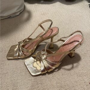 Anthropologie Vicenza Strappy Gold Heels Size 7 extremely good used condition